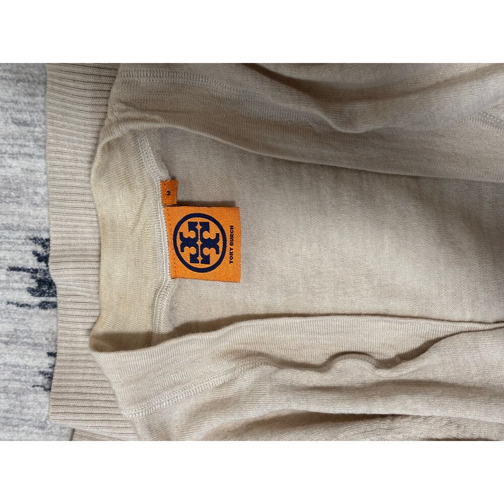 Tory Burch Beige Merino Wool Button Cardigan M - Picture 8 of 10